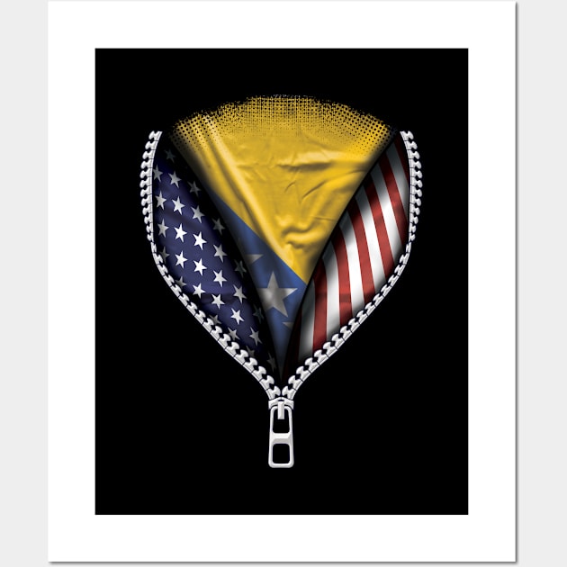 Bosnian Herzegovinian Flag  Bosnia & Herzegovina Flag American Flag Zip Down - Gift for Bosnian Herzegovinian From Bosnia And Herzegovina Wall Art by Country Flags